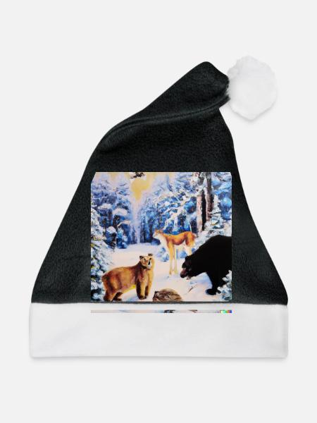 Waldtiere - Weihnachtsmütze - Schwarz/Weiß