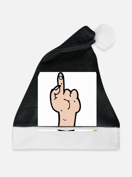 middle finger up cartoon - Weihnachtsmütze - Schwarz/Weiß