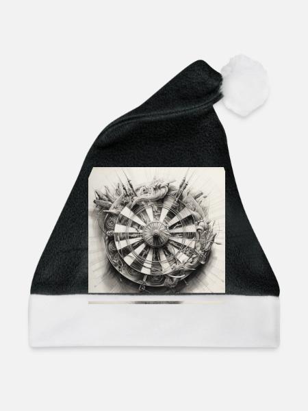 Dartboard Winkinger Schild - Weihnachtsmütze - Schwarz/Weiß