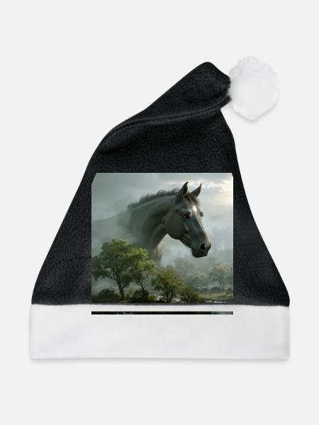 Pferd Star - Weihnachtsmütze - Schwarz/Weiß