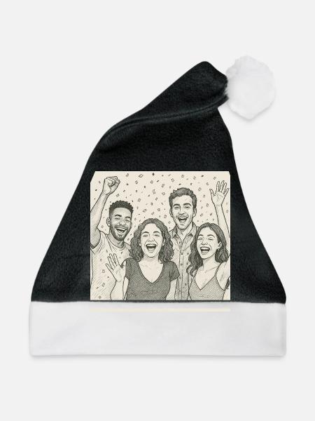 Abend mit Freunden - Weihnachtsmütze - Schwarz/Weiß