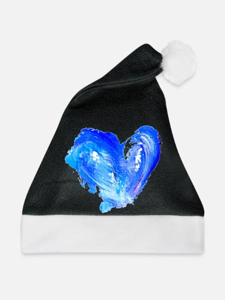 Blaues Wasserherz - Weihnachtsmütze - Schwarz/Weiß - Vorne
