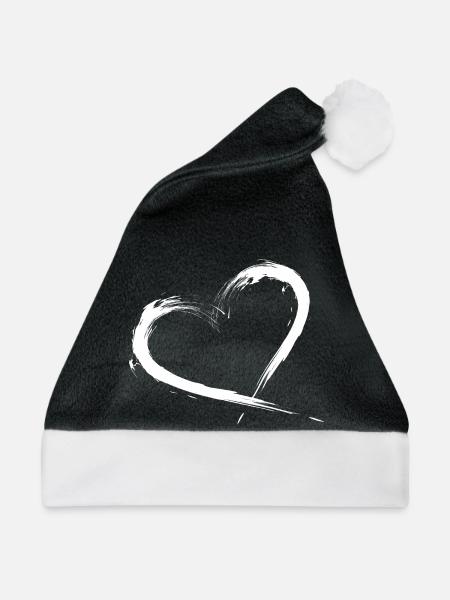 Herz Design Bürste Vektorgrafik - Weihnachtsmütze - Schwarz/Weiß
