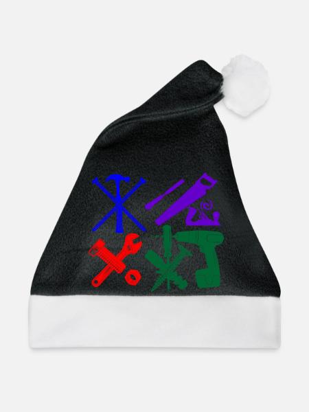 Farbe des Bauarbeiterwerkzeugs - Weihnachtsmütze - Schwarz/Weiß - Vorne