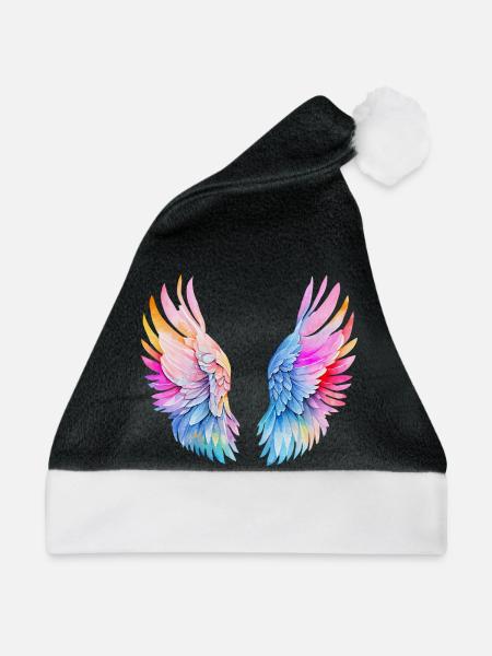 Regenbogen-Engelsflügel - Weihnachtsmütze - Schwarz/Weiß