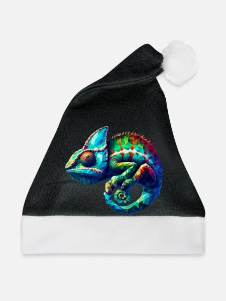Polygonales Chamäleon - Weihnachtsmütze - Schwarz/Weiß