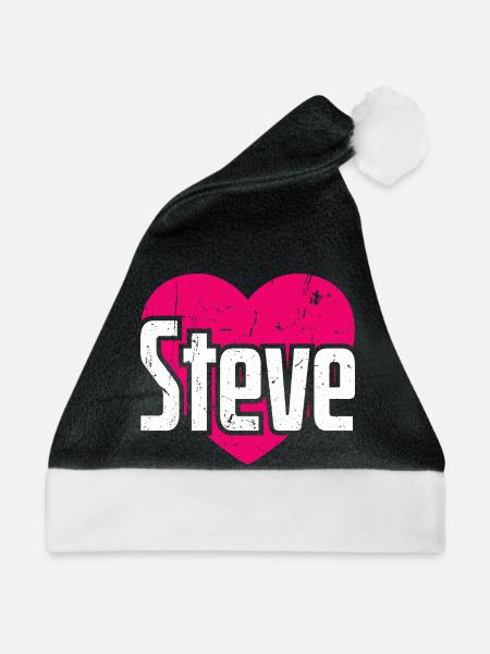 I Love Steve Pinkes Herz Ich liebe Steve - Weihnachtsmütze - Schwarz/Weiß - Vorne