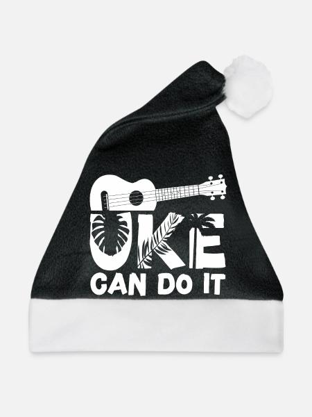 Hawaiian Ukulele Uke Uke Can Do It - Weihnachtsmütze - Schwarz/Weiß - Vorne