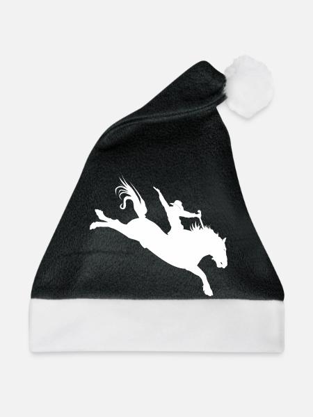 Rodeo Silhouette – Westernreiten - Weihnachtsmütze - Schwarz/Weiß