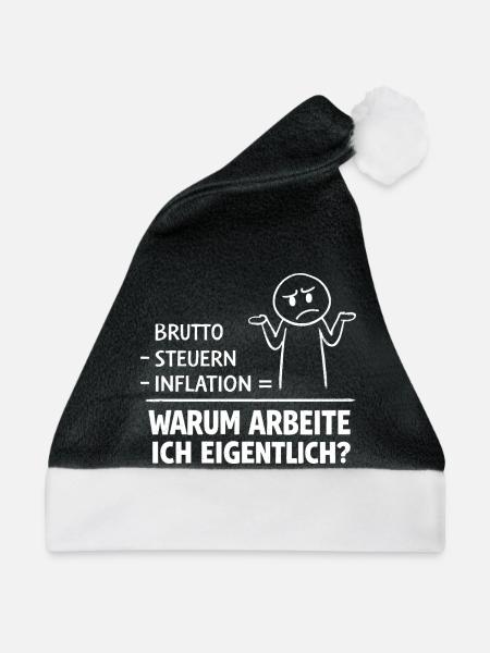 Warum Arbeite Ich Eigentlich - Weihnachtsmütze - Schwarz/Weiß - Vorne