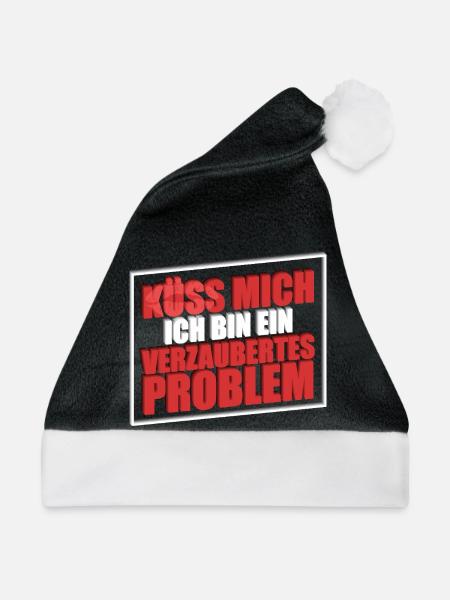 Küss mich ich bin ein verzaubertes Problem - Weihnachtsmütze - Schwarz/Weiß - Vorne