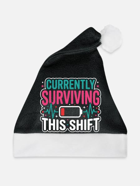 Nachtschicht-krankenschwester, Müde - Weihnachtsmütze - Schwarz/Weiß