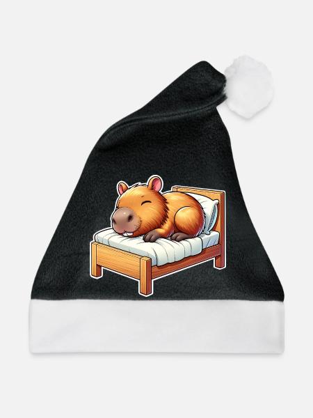 Capybara Schlafen - Weihnachtsmütze - Schwarz/Weiß