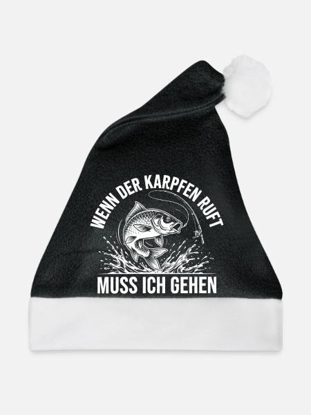 Karpfen Angeln - Weihnachtsmütze - Schwarz/Weiß