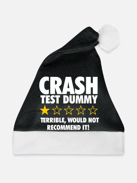 Crash Test Dummy Test Test Test – Lustiger Schneemobilfahrer - Weihnachtsmütze - Schwarz/Weiß - Vorne