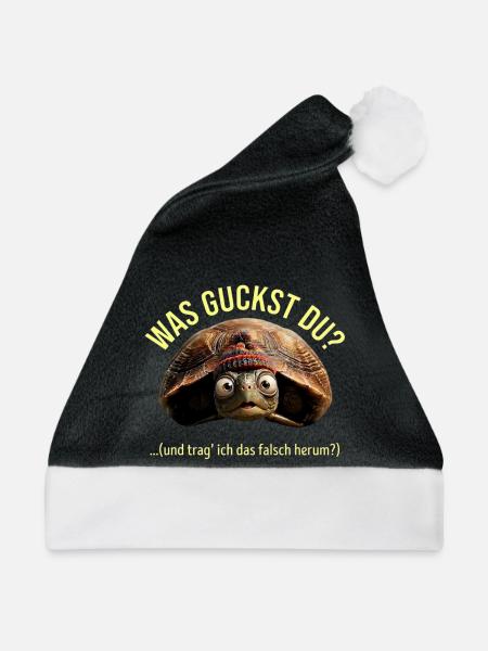 lustige Schildkröte, Was guckst Du? - Weihnachtsmütze - Schwarz/Weiß