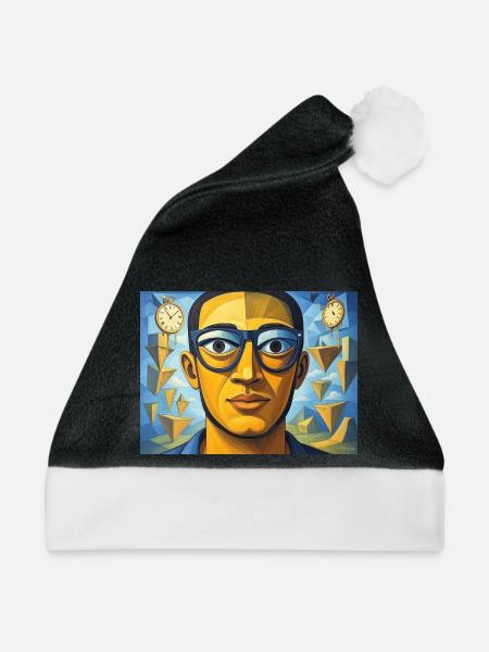 Gesicht kubistisch - Weihnachtsmütze - Schwarz/Weiß