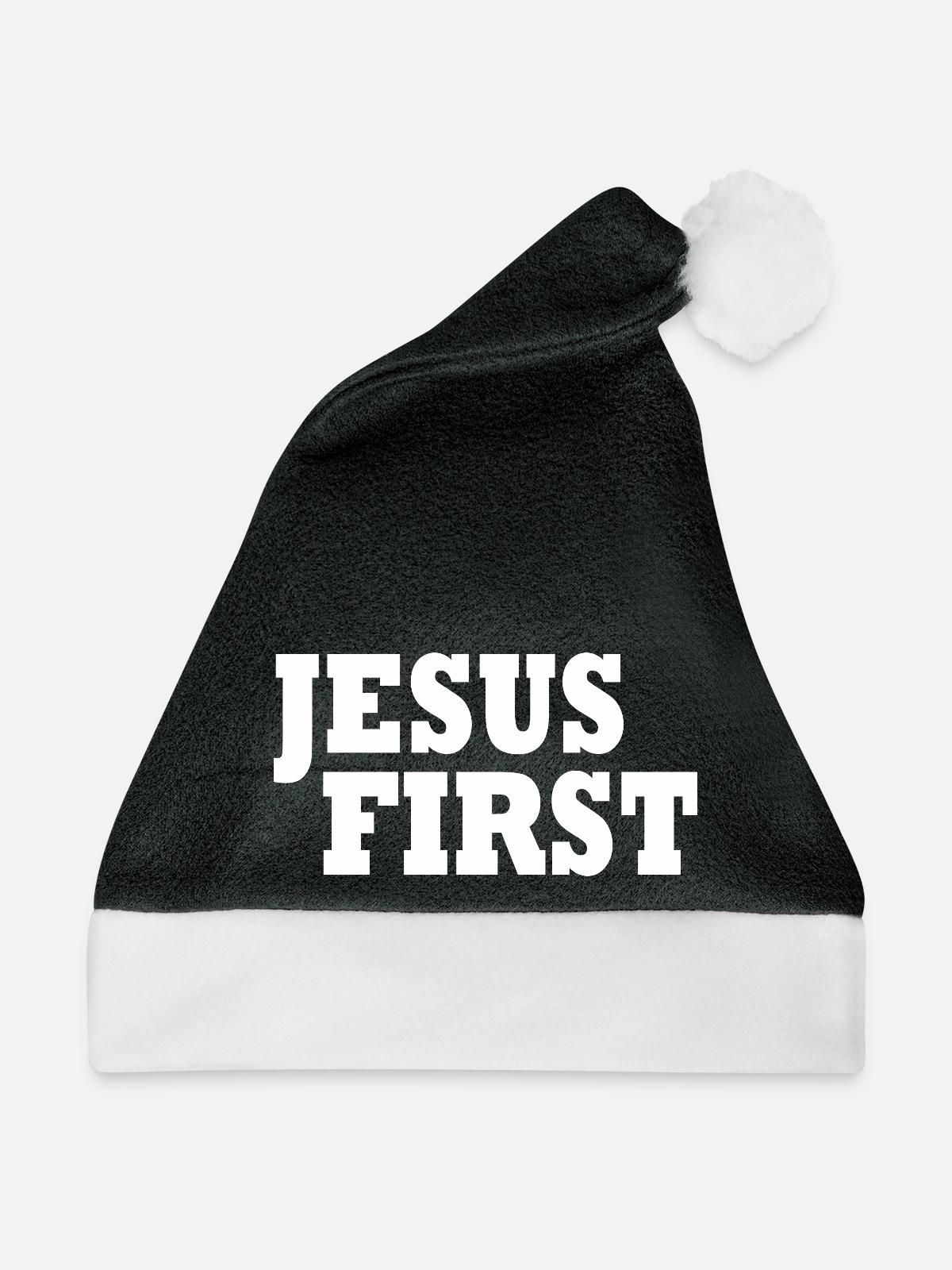 Jesus first - Weihnachtsmütze - Schwarz/Weiß - Vorne