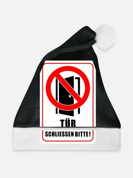 Tuer schliessen bitte | Tür schließen bitte - Weihnachtsmütze - Schwarz/Weiß - Vorne