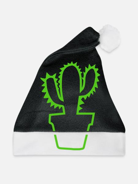 Kaktus Strauch Kakteen Stachelig Garten Gärtner - Weihnachtsmütze - Schwarz/Weiß - Vorne