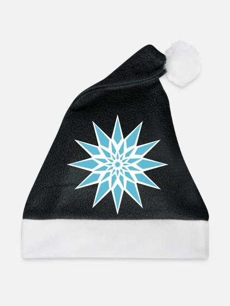 Stern Eiskristall - Weihnachtsmütze - Schwarz/Weiß - Vorne
