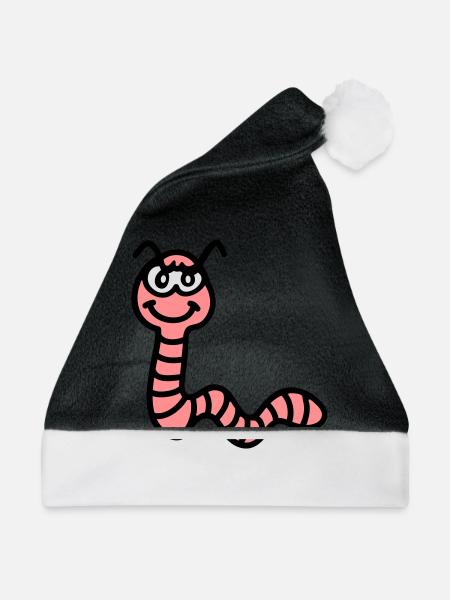frecher Regenwurm - Weihnachtsmütze - Schwarz/Weiß