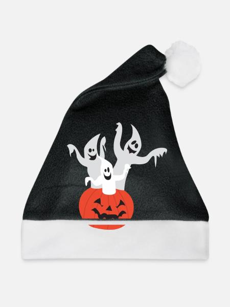 3 Geister in einem Kürbis - Weihnachtsmütze - Schwarz/Weiß - Vorne