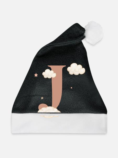 Buchstabe j bewölkt Sterne - Weihnachtsmütze - Schwarz/Weiß