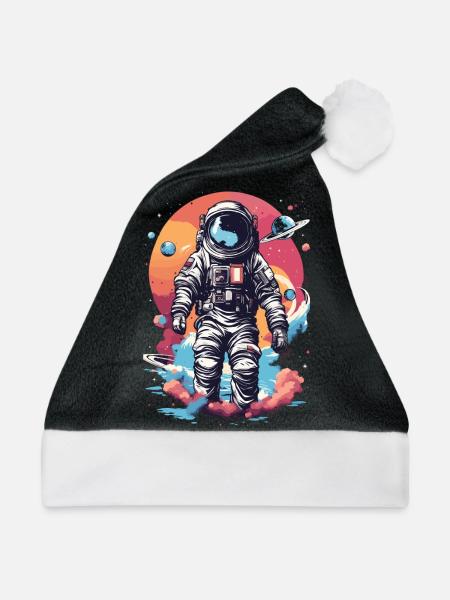 Cooler Astronaut im Weltall - Weihnachtsmütze - Schwarz/Weiß
