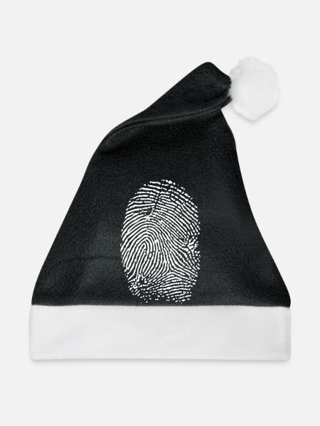 Fingerabdruck weiß - Weihnachtsmütze - Schwarz/Weiß - Vorne