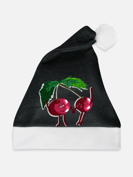 Kirsche - Weihnachtsmütze - Schwarz/Weiß