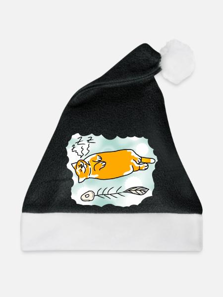 Glückliche Katze - Weihnachtsmütze - Schwarz/Weiß
