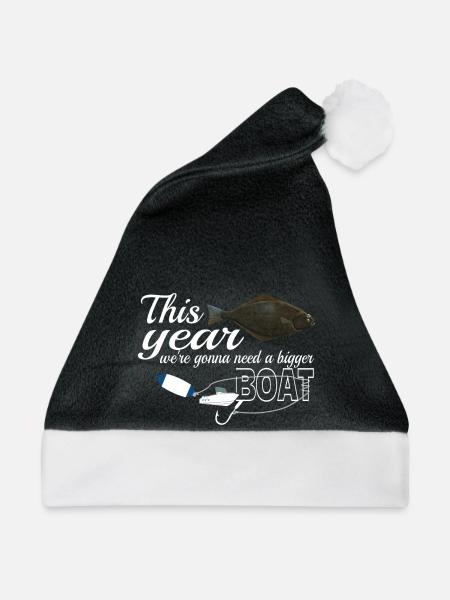 Heilbutt Angler in Norwegen / Island bigger boat - Weihnachtsmütze - Schwarz/Weiß - Vorne