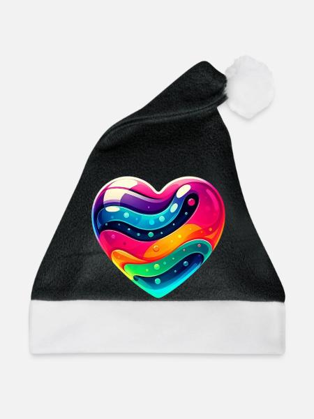 Buntes Herz - Weihnachtsmütze - Schwarz/Weiß