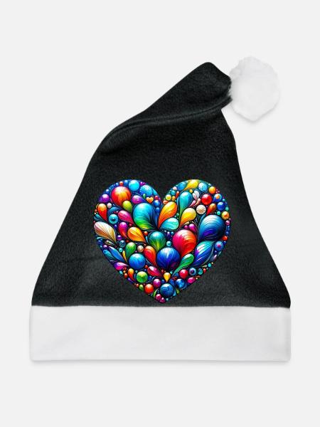 Buntes Herz - Weihnachtsmütze - Schwarz/Weiß