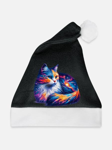 Katze - Weihnachtsmütze - Schwarz/Weiß
