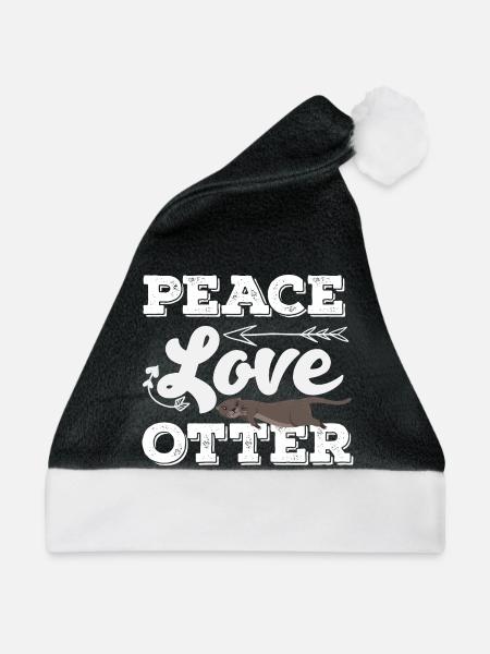 Seeotter Cartoon Frieden Liebe - Weihnachtsmütze - Schwarz/Weiß