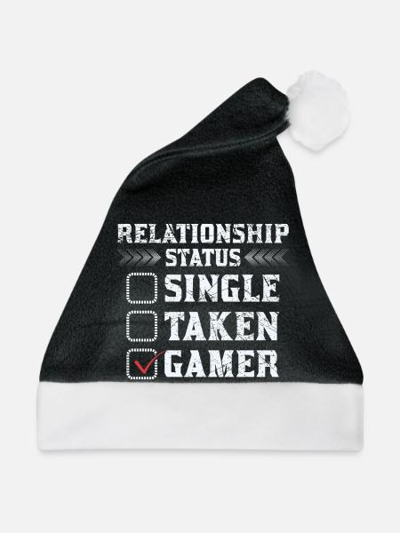 Gamer Beziehungsstatus Shirt - Weihnachtsmütze - Schwarz/Weiß