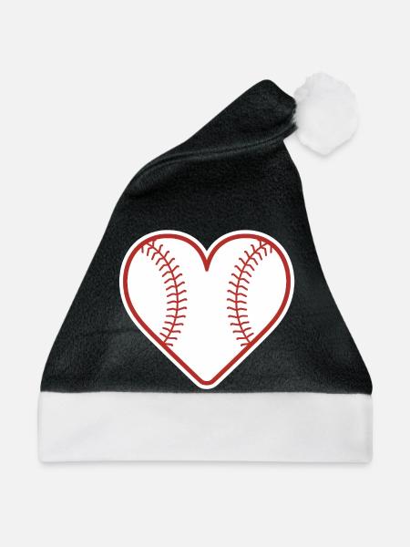 Baseball Herz Design Liebe Baseball - Weihnachtsmütze - Schwarz/Weiß - Vorne