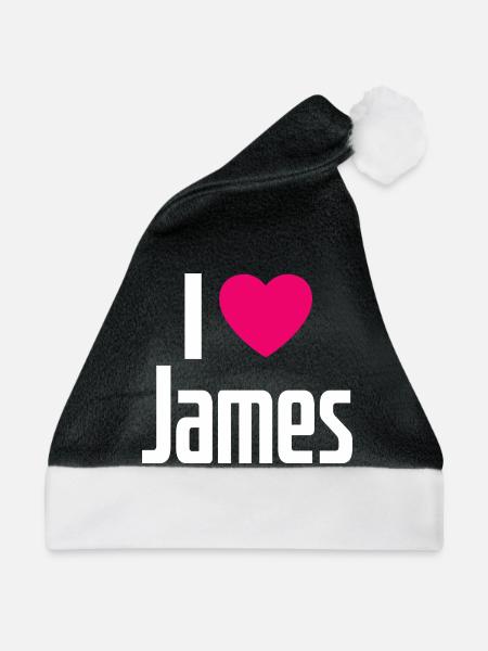 I Love James Pinkes Herz Ich liebe James - Weihnachtsmütze - Schwarz/Weiß - Vorne