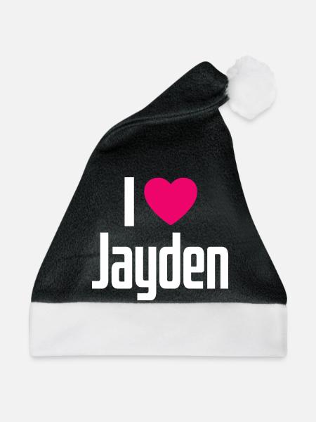I Love Jayden Pinkes Herz Ich liebe Jayden - Weihnachtsmütze - Schwarz/Weiß - Vorne