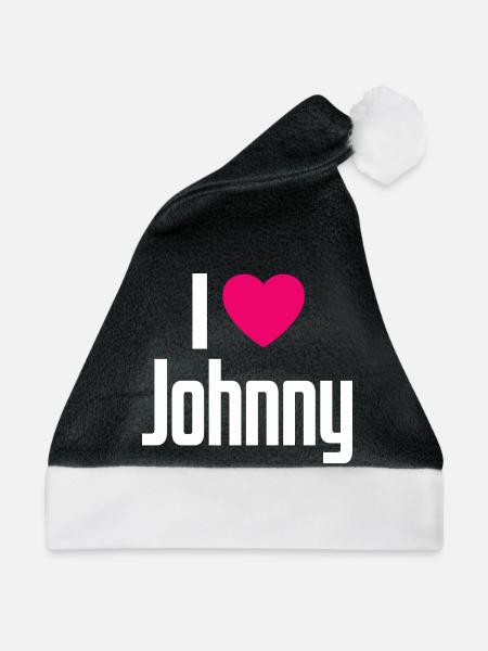 I Love Johnny Pinkes Herz Ich liebe Johnny - Weihnachtsmütze - Schwarz/Weiß - Vorne