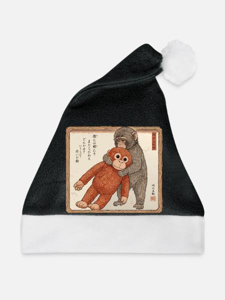 Ukiyo-e Baby Monkey Punch - Weihnachtsmütze - Schwarz/Weiß