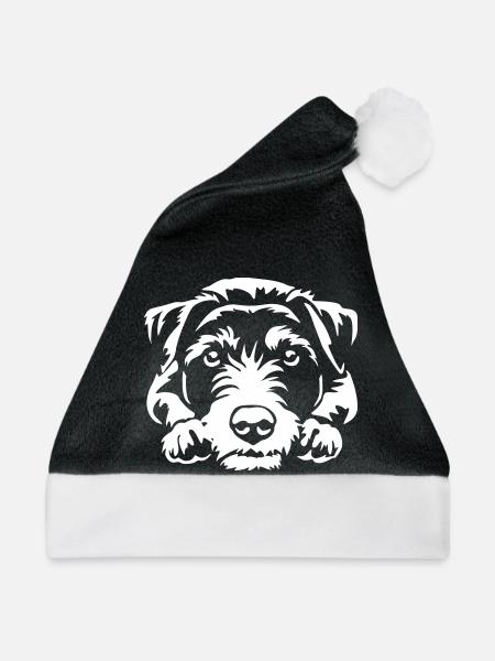 Jack Russell Terrier "Black Edition" - Weihnachtsmütze - Schwarz/Weiß