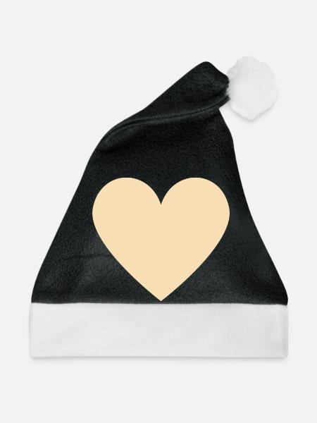 Beiges Herz - minimalistischer Look - Weihnachtsmütze - Schwarz/Weiß