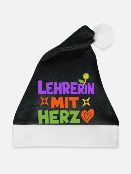 Lehrerin mit Herz!  - Weihnachtsmütze - Schwarz/Weiß