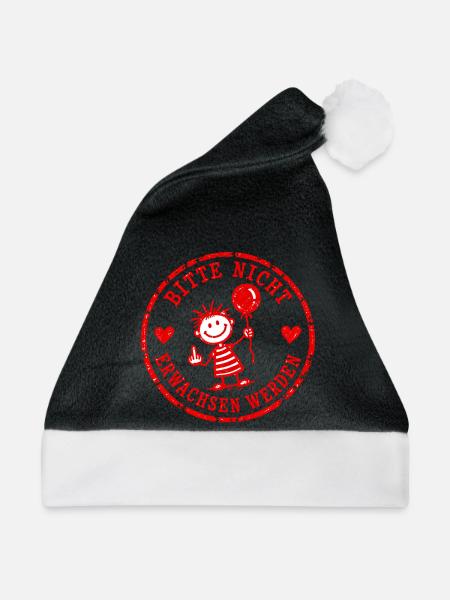 Bitte nicht erwachsen werden – Stempel - Weihnachtsmütze - Schwarz/Weiß