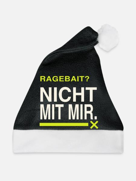 Ragebait? Nicht mit mir. Jugendwort 2026 Spruch - Weihnachtsmütze - Schwarz/Weiß - Vorne