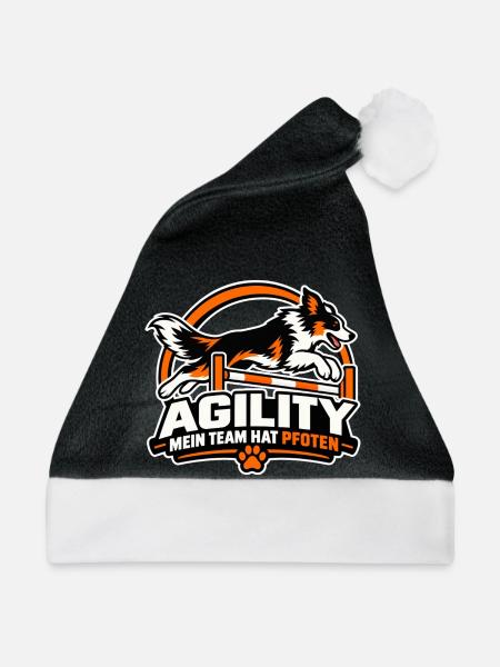 Agility Hund Rally Logo - Weihnachtsmütze - Schwarz/Weiß
