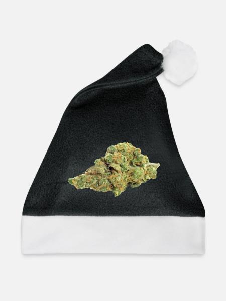Single Cannabis / Weed Bud / Blüte - Weihnachtsmütze - Schwarz/Weiß
